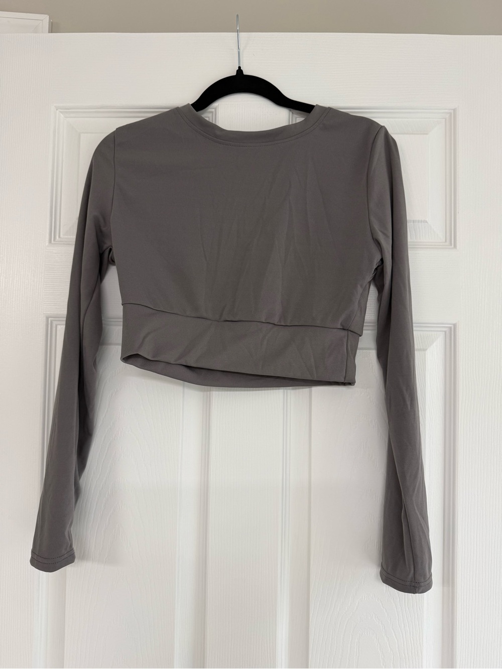 Women's Long Sleeve Cropped Top - Gray